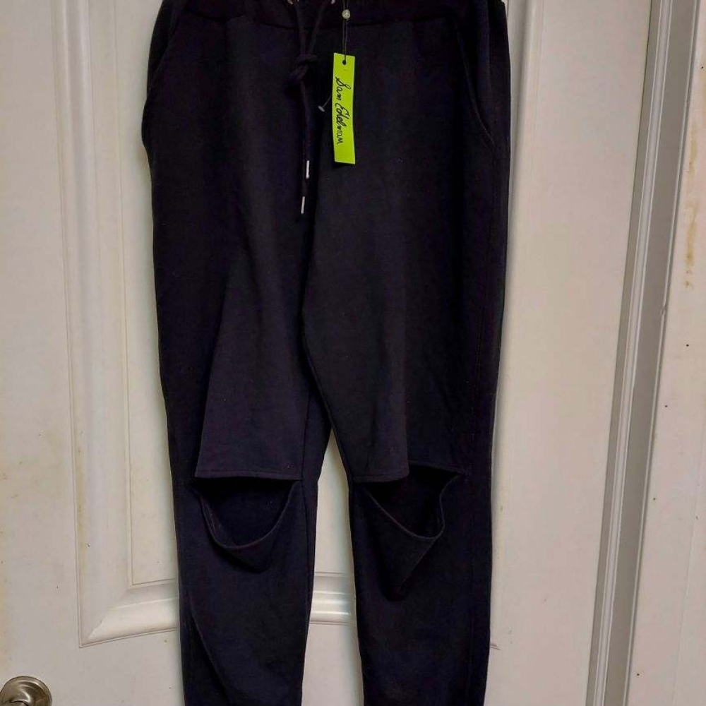 NWT Sam Edelman Black Size Large Pants w Open Knees